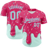 Custom Pink Ice Blue 3D Pattern Design Foodie Dripping Ice Cream Authentic Baseball Jersey