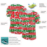 Custom White Fire Red-Green Portugal Geometric Performance T-Shirt