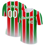 Custom White Grass Green-Red Portugal Stripe Geometric Performance T-Shirt