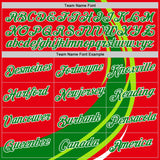Custom Red Grass Green-White Portugal Stripe Color Block Performance T-Shirt