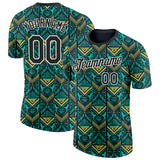 Custom Green Black Yellow-White Jamaica Geometric Performance T-Shirt