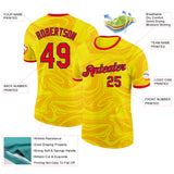 Custom Yellow Fire Red-Royal Colombia Fluid Liquid Performance T-Shirt