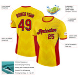 Custom Yellow Red-Royal Colombia Geometric Performance T-Shirt