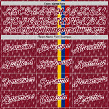 Custom Crimson Yellow Blue-White Colombia Geometric And Stripe Performance T-Shirt