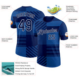 Custom Navy White-Blue Scotland Plaid Performance T-Shirt