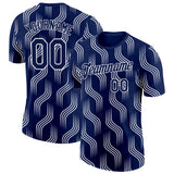 Custom Navy White Scotland Lines Performance T-Shirt