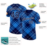 Custom Navy White-Powder Blue Scotland Plaid Performance T-Shirt