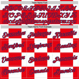 Custom White Fire Red-US Navy Blue Croatia Plaid Performance T-Shirt