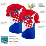 Custom Fire Red US Navy Blue White-Blue Croatia Flag Performance T-Shirt