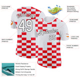 Custom White Black-Red Croatia Plaid Performance T-Shirt