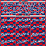 Custom US Navy Blue White-Red Croatia Plaid Performance T-Shirt