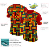 Custom Red Yellow Kelly Green-Black Ghana Geometric Performance T-Shirt