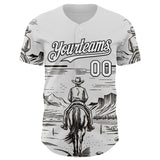 Custom White Black Texas Cowboy Landscape City Edition Authentic Baseball Jersey
