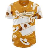 Custom Yellow White-Old Gold Texas Cowboy Guitar City Edition Authentic Baseball Jersey