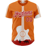 Custom Orange Red-White Texas Sunset Southwest Landscape Guitar City Edition Authentic Baseball Jersey
