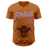 Custom Brown Burgundy-White Texas Cowboy City Edition Authentic Baseball Jersey
