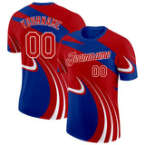 Custom Royal Red-White France Lines Performance T-Shirt
