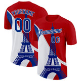 Custom Red Royal-White Eiffel Tower Performance T-Shirt