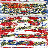 Custom White Royal Gold-Red France Grunge Performance T-Shirt