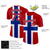 Custom Red White-Royal Norway 	Flag Performance T-Shirt