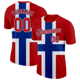 Custom Red White-Royal Norway 	Flag Performance T-Shirt