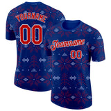 Custom Royal Red-White Norway Snow Performance T-Shirt