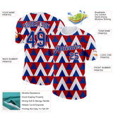 Custom Royal White-Red Norway Geometric Performance T-Shirt