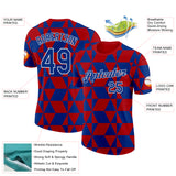 Custom Red Royal-White Norway Geometric Performance T-Shirt