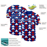 Custom Royal White-Red Norway Geometric Performance T-Shirt