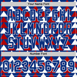 Custom Royal White-Red Norway Geometric Performance T-Shirt