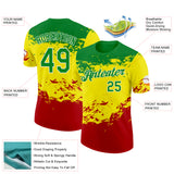 Custom Grass Green White Light Yellow-Red Senegal Grunge Performance T-Shirt