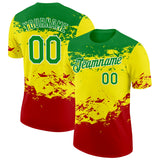 Custom Grass Green White Light Yellow-Red Senegal Grunge Performance T-Shirt