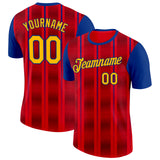 Custom Red Gold-Royal Spain Stripe Performance T-Shirt