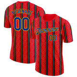 Custom Red Royal-Gold Spain Stripe Performance T-Shirt
