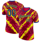 Custom Red Royal-Light Yellow Spain Splash Performance T-Shirt