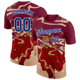 Custom Crimson Royal-White Spain Skeleton OX Performance T-Shirt