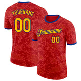 Custom Red Gold-Royal Spain Splash Performance T-Shirt