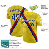 Custom Yellow Royal Red-White Spain Wave Stripe Performance T-Shirt