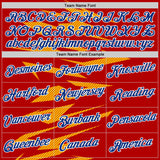 Custom Red Royal Yellow-White Spain Lightning Stripe Performance T-Shirt