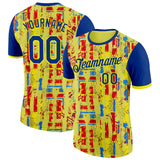 Custom Yellow Royal Red-Light Yellow Spain Abstract Performance T-Shirt