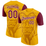 Custom Gold Crimson-White Spain OX Performance T-Shirt