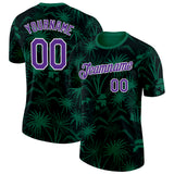 Custom Green Purple-White Saudi Arabia Tropical Palm Trees Performance T-Shirt