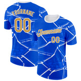 Custom Blue Old Gold-White Uruguay Abstract Geometric Net Performance T-Shirt