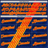 Custom Navy Fire Red-Light Yellow Spain Stripe Performance T-Shirt
