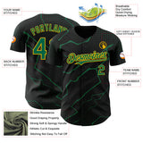 Custom Black Kelly Green-Gold 3D Pattern Design Lightning Polka Dot Authentic Baseball Jersey
