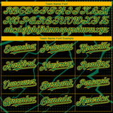 Custom Black Kelly Green-Gold 3D Pattern Design Lightning Polka Dot Authentic Baseball Jersey