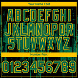 Custom Black Kelly Green-Yellow 3D Pattern Design Dripping Splatter Paint Authentic Baseball Jersey
