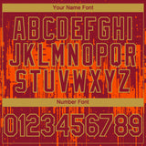 Custom Crimson Old Gold Orange 3D Pattern Design Dripping Splatter Paint Authentic Baseball Jersey