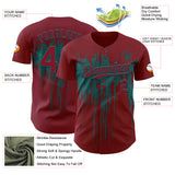 Custom Crimson Teal 3D Pattern Design Dripping Splatter Paint Authentic Baseball Jersey