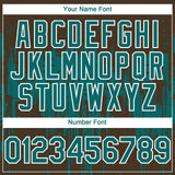 Custom Brown Teal-White 3D Pattern Design Dripping Splatter Paint Authentic Baseball Jersey